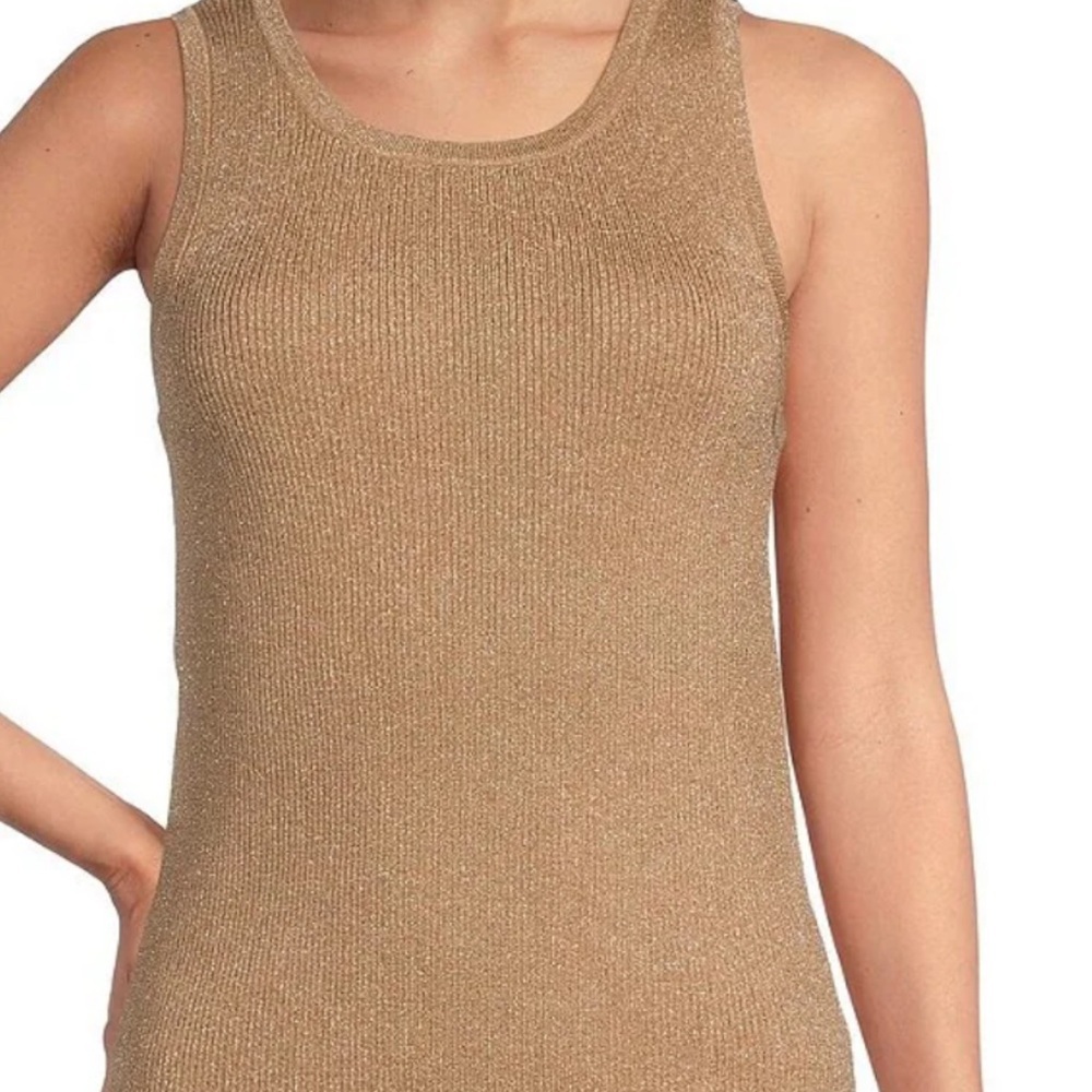 Alfani Ribbed Knit Metallic Scoop Neck Sweater Size L